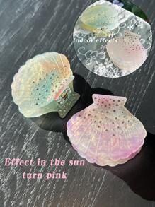 OUSEON 时尚精致的贝壳发夹，在阳光下会变色，镶嵌优质水钻，散发出独特的设计和百搭的优雅气质 - 是时尚达人的完美选择 时尚发饰 美容爪夹 波西米亚风发夹 - 彩色 - 查看 1