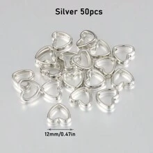 50 piezas Conectores espaciadores en forma de corazón de plástico CCB de doble agujero para collar, pulsera, aretes y dijes de joyería, accesorios para llaveros y suministros para manualidades hechas a mano