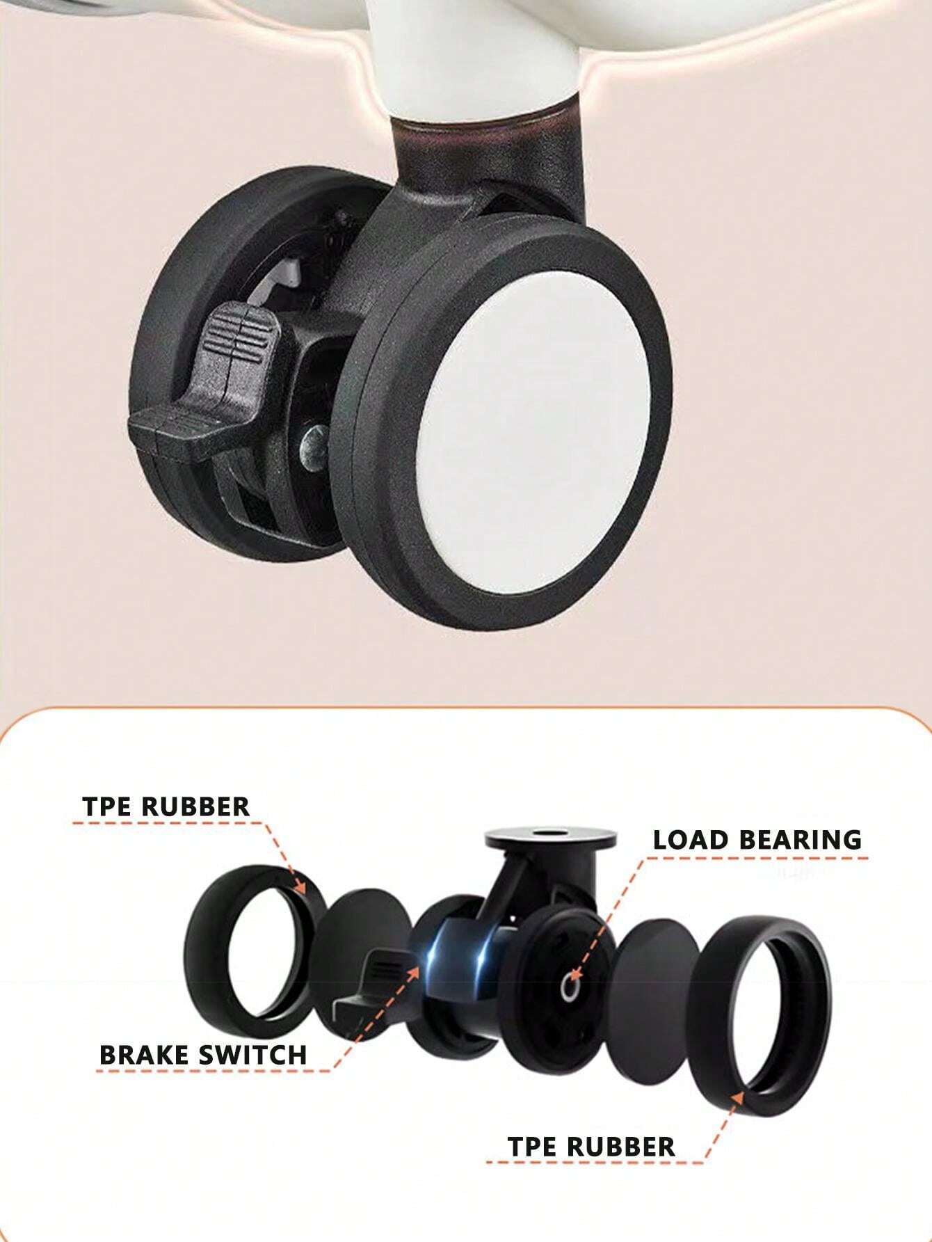 Pink 20Inch Aluminum Frame Universal Mute Brake Wheel PC Hard Shell