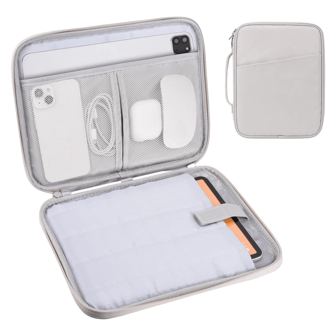 Tablet Sleeve Case / IPad Carrying Case Compatible With IPad , Kindle , Compatible With Samsung Galaxy And Android Tablets , Waterproof With Handle And Front Pocket(Light Grey)