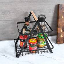 Fruteira de Mesa Média Premium Cesta Frutas de Mesa 39cm Aramado 2 Andares Organizador Multiuso - Preto - Visão 7