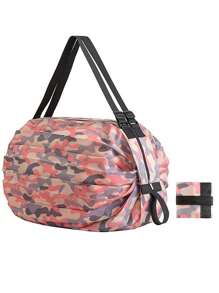 Túi mua sắm gấp 1 chiếc, Túi mua sắm di động có vai, Túi tote đa năng có thể tái sử dụng, Túi nylon đi biển Back To School Túi tập thể dục du lịch để cắm trại Hành trình cần thiết để đi bộ trở lại trường học vào mùa hè - Hồng - Xem 6