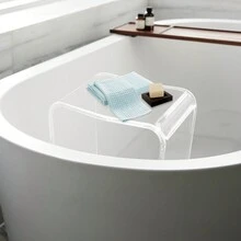 Taburete de ducha acrílico Banco sin respaldo en forma de U, alta capacidad de carga de 300 libras 39,4 * 30 * 47 cm - transparente - Ver 3