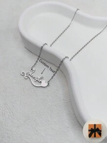 1 chiếc vòng cổ tên hình trái tim và đám mây tinh tế tùy chỉnh với mặt dây chuyền hình trái tim nhỏ cho bé gái - Vàng bạc, Bạc thời trang, Thời trang mùa thu, Thu gọn, Đơn giản, Thường ngày, Tiền cũ, Dễ thương tùy chỉnh, Cá nhân hóa, Quà tặng lý tưởng độc đáo cho bạn gái, Mẹ, Gia đình, Bạn bè, Con gái cho ngày kỷ niệm, Sinh nhật, Mặc hàng ngày, Dạ hội, Ngày của Mẹ, Ngày lễ tình nhân, Tốt nghiệp, Đám cưới, Tiệc Valentine - Bạc - Xem 2