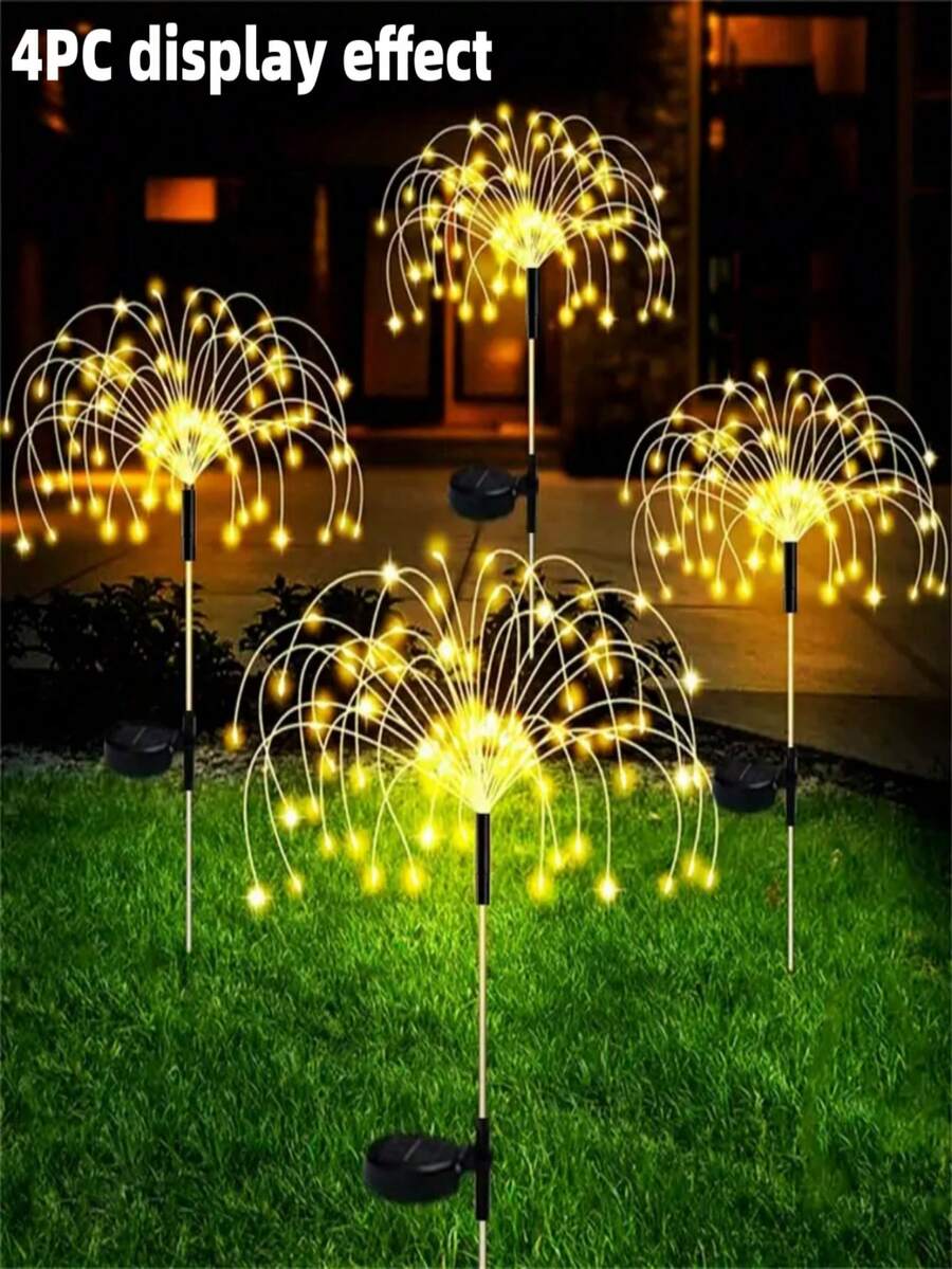 1入組60顆暖色LED戶外太陽能煙火燈，DIY造型，太陽能草坪燈，路徑、花園、院子、派對、婚禮、氛圍裝飾燈 - 彩色 - 查看 1