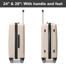 19 Inch Carry On Suitcase 24 Inch And 28 Inch Check-In Luggage Lightweight ABS Trolley Case With Combination Lock And 4 Wheels For Business Travel Men & Women - Beige - View 4