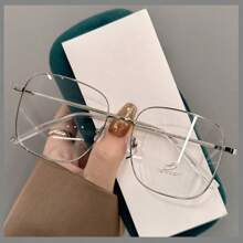 1pc Large Square Non-Prescription Glasses Frame, Latest Design, Suitable For Parties & Casual Outings, Korean Style Face Slimming Minimalist Frame Glasses Accessories For Women