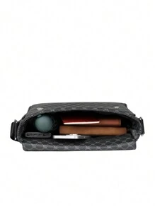 Simple Basic Crossbody Bag Fashion Business Commuter Travel Portable Shoulder Bag Sling Bag Youth Student Satchel Bag Crossbody Bag Graduation Gifts Multi-Functional Bag Students Fall Messenger Bag Stylish Printed Vintage Print Black Bag Stickers Winter Back To School Valentine Gifts Vintage Gift Bag Pack Cross Body Bag Spring Vintage Bags School Supplies - Black - View 11