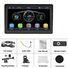 Portable Wireless Carplay Dash Mount, 7 Inch Protable Android Auto Car Screen, Car GPS Navigation System With Mirror Link/Bluetooth/FM Transmitter//Siri/USB - Black - View 9