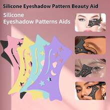 1入組中空圖案眼線輔助器，桑蠶絲緞面提亮眉卡妝容矽膠眼影工具 - 彩色 - 查看 2
