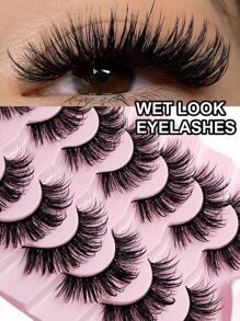 Sibeuna 7 Pairs New Moist False Eyelashes, Suitable For Cartoon, Anime, Cosplay And Various Makeup Styles, Soft & Natural, Faux Mink Material, Fashion & Versatile - 尖尾漫畫款 - 查看 1