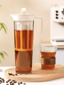 1pc Cold Brew Jug Refrigerator Water Bottle For Coffee, Fruit Tea, Sealed And Heat-Resistant, Cold Brew Drip Ice Water Bottle For Summer - White - View 9