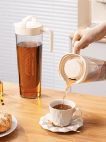 1pc Cold Brew Jug Refrigerator Water Bottle For Coffee, Fruit Tea, Sealed And Heat-Resistant, Cold Brew Drip Ice Water Bottle For Summer - White - View 10