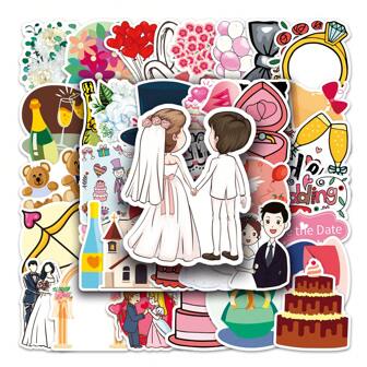 50 Pieces Funny Cute Wedding Waterproof Stickers DIY For Phones Laptop Skateboard Creative Graffiti Car Motor Sticker Back To School