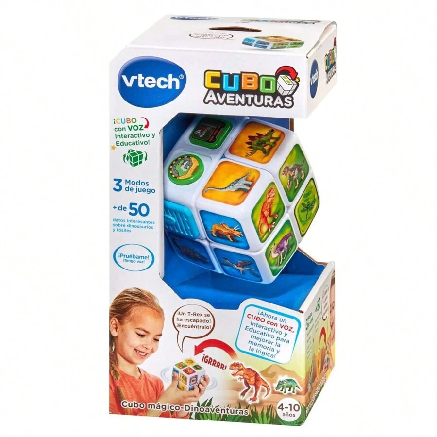 Cubo mágico Dinoaventuras. Con 3 modos de juego y más de 200 frases. 11,5x11,5x21,6cm ✅ Entrega 24/48h a España (península) - Rompecabezas - Vtech - Ref. 80-573622 - Multicolor - Ver 1