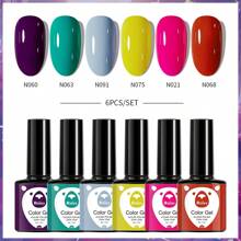 XEIJAYI XEIJAYI 6Pcs 7.3Ml Nail Gel Polish Set UV LED Soak Off Gel Polish: Get Creative With Colorful Mousse Gel Nail Polish For Home Salon Nail Art DIY For