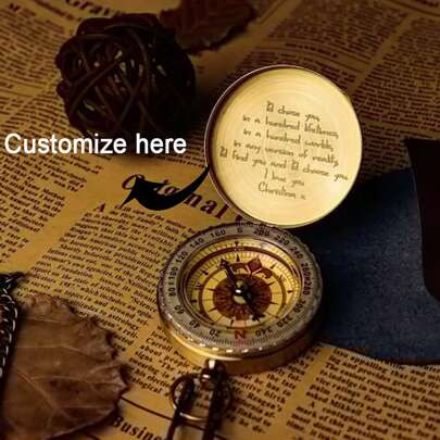 Personalized Engraved Brass Compass With Handwriting | Custom Working Compass Gift For Friends For Him | Anniversary Birthday Wedding Gift,Gold,Stylish,Colorful,Vintage,Unisex,Hipster,Simple,Casual,Custom,Personalized,Unique,Ideal Gifts For Him,Ideal Gifts For Her,Her,Boyfriend,Girlfriend,Dad,Mom,Family,Friends,For Anniversaries,For Birthdays,For Graduation,For Prom,For Party,Jewelry Women,Elegant Outfit