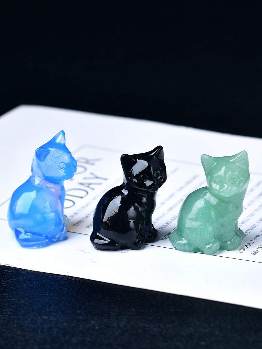 Exquisite Natural Crystal Carving Cat, Unique Design, Healing Crystal, Stones Containing Energy, Energy Healing Meditation Stone, Perfect For Home Decor & Gift Giving, For Pocket Decoration, For Holiday Gift, From The Brand CUPIDCRYSTAL