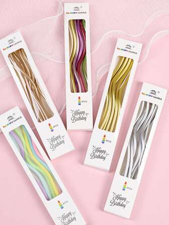 6pcs Birthday Candles Spiral Cake Candles With Holders Metallic Cake Cupcake Candles Long Thin Curly Coil Cake Candles For Birthday Wedding Party And Cake Decoration Back To School Valentine Day