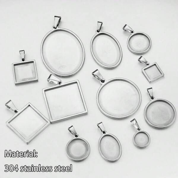 5 pièces Disques de pendentif en acier inoxydable 304 avec boucle de pastèque ronde carrée ovale pour collier, boucles d'oreilles et accessoires populaires de bijoux DIY