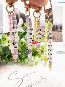 Custom Cute Acrylic Letter & Soft Pottery Beads Mushroom Shaped Keychain With Custom Name, Ideal For Personalized Gifts, Bag Charms Fashion, Colorful, Cute, Adorable, Contracted, Kawaii, Y2K, Stylish, Cuties Custom, Personalized, Unique, Customized Ideal Gifts For Him Her, Boyfriend, Girlfriend, Family, Friends, Pets, Grandparents, Children For Christmas, For Winter, For Fall/Autumn, For Holiday Finds Personalized/Customized Keychain, Christmas Accessories