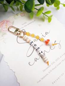 Custom Cute Acrylic Letter & Soft Pottery Beads Mushroom Shaped Keychain With Custom Name, Ideal For Personalized Gifts, Bag Charms Fashion, Colorful, Cute, Adorable, Contracted, Kawaii, Y2K, Stylish, Cuties Custom, Personalized, Unique, Customized Ideal Gifts For Him Her, Boyfriend, Girlfriend, Family, Friends, Pets, Grandparents, Children For Christmas, For Winter, For Fall/Autumn, For Holiday Finds Personalized/Customized Keychain, Christmas Accessories