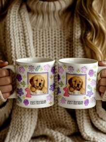 1pc Custom Photo Mug, Custom Mug, Custom Mug With Photo, Custom Photo Coffee Mug, Custom 3D Inflated Effect Printed Mug, Personalized Photo Mug, Personalized Mug, Personalized Mug With Photo, First Birthday Style Mug, Ideal For Valentine's Day, Mother's Day, Father's Day, Birthdays, Or Anniversaries, Wedding Gift, Best Gift For Mom, Dad, Wife, Husband, Girlfriend, Boyfriend, Gift For Him/Her