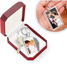 10pcs Acrylic Picture Frame Keychain, Transparent Key Ring - White - View 3