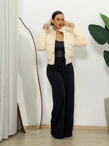Plus Size Coats - trắng - Xem 5