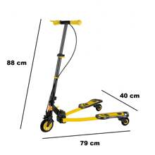 Patinete Frog New Radical Ski Trinete 3 Rodas Infantil Dobrável DM Toys DMR5819 Amarelo - Amarelo - Visão 3