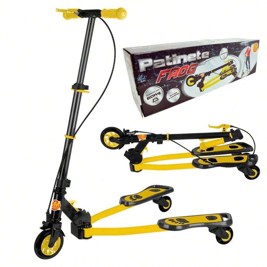 Patinete Frog New Radical Ski Trinete 3 Rodas Infantil Dobrável DM Toys DMR5819 Amarelo - Amarelo - Visão 1