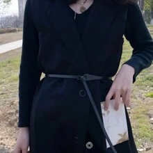 1pc Black Simplicity Style Decorative Belt For Women's Dresses, Shirts, Sweaters, Coats With A Knotted Design As An Ins Style Waist Accessory Halloween