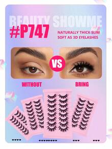 Beauty Showme 20pcs 5D Silk Eyelashes, Natural Looking Doll Eyelashes With Stretchy Ends