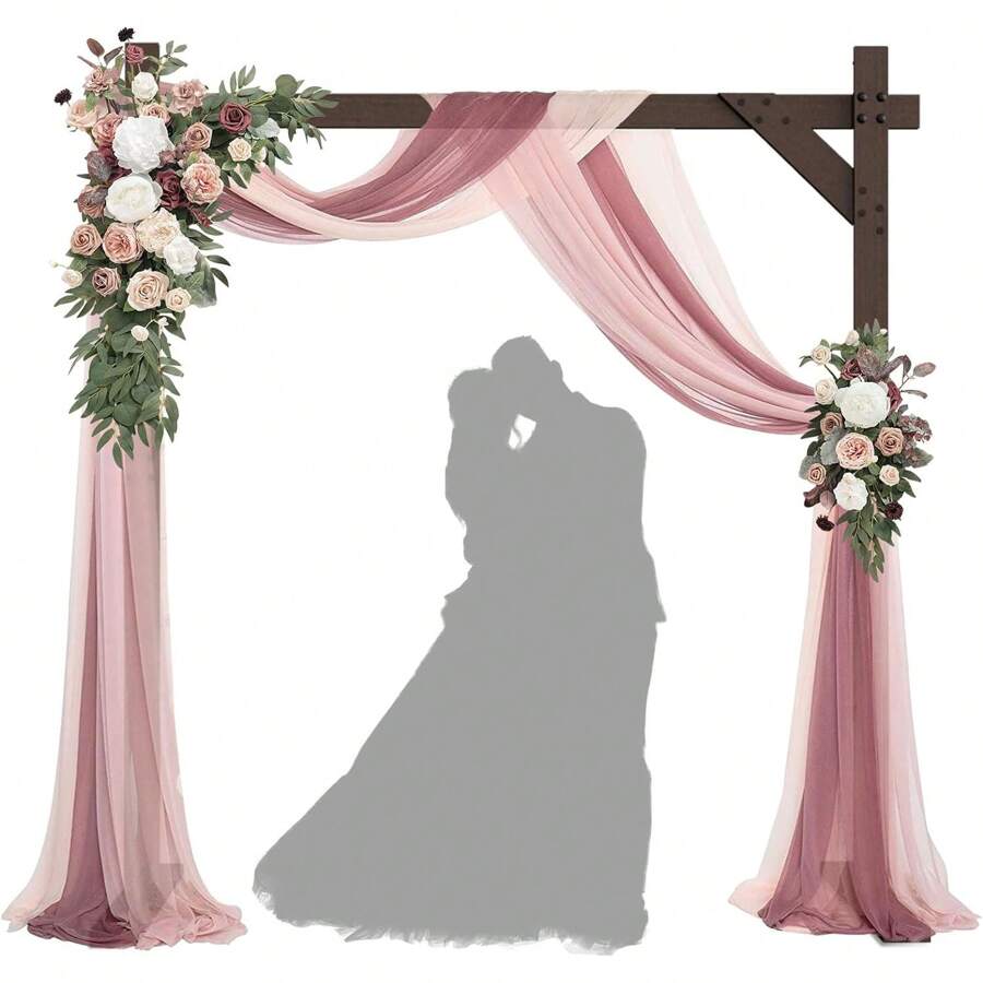 Wedding Arch -7.48FT Square Wooden Wedding Arch For Ceremony, Wooden Arbor Backdrop Stand For Proposal Wedding Party Scene, Birthday Party, Bridal Shower, Garden, Outdoor, Rustic Decorations - màu nâu - Xem 1
