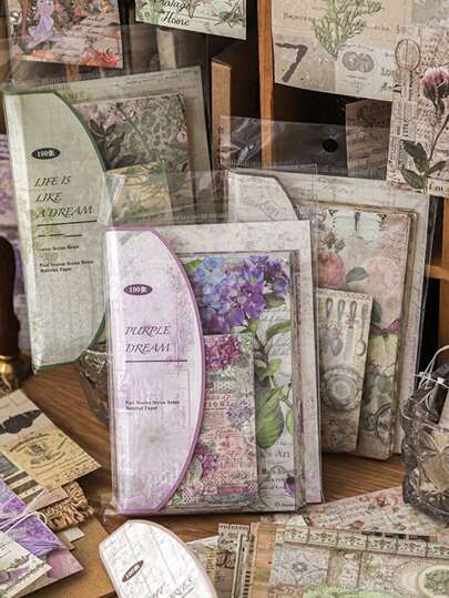 100pcs/Bag Vintage Creatives Paper, Past Stories Series, Floral Butterfly Multi-Size Base Layer Artistic Vintage Creatives Paper For Decorating Notebooks, Junk Magazines, Scrapbooks, Photo Frames, Wrapping Paper, Back To School, School Supplies,Christmas Gifts,Gifts For Women,Brain Rot,Scrap Book Supplies,Scrapbook Supplies