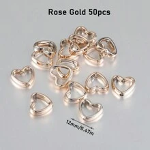50 piezas Conectores espaciadores en forma de corazón de plástico CCB de doble agujero para collar, pulsera, aretes y dijes de joyería, accesorios para llaveros y suministros para manualidades hechas a mano