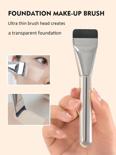 1pc Flat Top Foundation Brush, Seamless Natural Coverage Makeup Brush For Bare Skin, Lightweight Concealer Brush With Soft & Smooth Bristles For Quick & Even Application, No Brush Marks Left, Suitable For Liquid & Cream Foundation Brush, Essential Makeup Tool, Great For Festival Gifts, Birthday Presents, This Is The Perfect Gift For Your Loved Ones,Foundation Brush,Concealer Brush,Blush Brush,Contour Brush,Blush Brush,Bronzer Brush,Powder Brush,Foundation Brush,Blush Brush