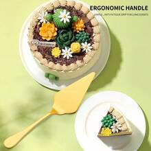 陶瓷珍珠柄不锈钢蛋糕切割服务套装 - 优质蛋糕抹刀、蛋糕铲、结婚刀、披萨刀、甜点叉 银色/金色/黑色 带礼盒