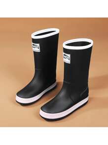 Botas de lluvia para parejas de talla grande para mujer, botas de lluvia antideslizantes de caña alta para pesca, zapatos de goma impermeables para trabajo, cubiertas para lavado de autos - Negro - Ver 4