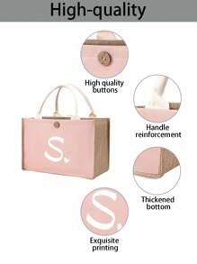 1 件亚麻花朵字母心形手提包，防水个性化礼品袋，大容量耐用轻便手提包，沙滩手提包，化妆包，户外露营包，适合婚礼、生日、海滩、节日，是送给女性、母亲、老师、朋友、伴娘、大包、学生和返校的完美礼物，永远最好的教师节礼物