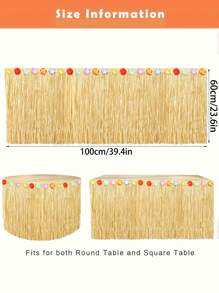 卢奥草桌裙天然 23.6x39.4 英寸，78.7 英寸 * 23.6 英寸，夏威夷桌裙适用于热带夏威夷派对装饰卢奥派对服装派对，稻草黄，圣诞节 - 黃色 - 查看 8