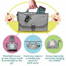 Baby Portable Diaper Changing Pad - Baby Changing Pad & Diaper Changer Travel Bag, Smart Design Baby Changing Mat, Portable Changing Pad For Baby - Baby Changing Station - Grey - View 5