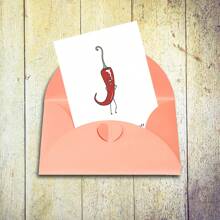 1 pieza Tarjeta de felicitación de "Feliz Cumpleaños" con sobre con diseño creativo de pimiento picante
