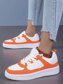 BAOLIANGXIONG Lady's Sneaker Walking Style Shoes  Women's Casual Shoes Outdoor White Orange Sneakers - 白橘色 - 查看 6