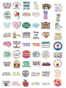 60入組情緒治療塗鴉貼紙，可愛漫畫防水剪貼簿貼紙，藝術治療貼紙，裝飾貼紙動漫貼紙，時尚漫畫防水貼紙 - 彩色 - 查看 5