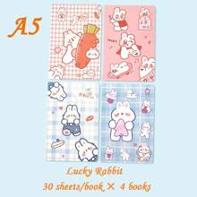 4 件套兔子设计 A5 笔记本,创意卡通学生学习文具笔记本,学校用品,返校 - 彩色 - 查看 10
