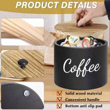 1 pieza Porta bolsas de café de madera negra con cubierta, caja de almacenamiento de la estación de café, soporte de filtro de café por goteo, canasta de almacenamiento para filtros y bolsas de café, caja de almacenamiento de accesorios para barra de café - Multicolor - Ver 5