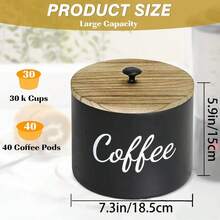 1 pieza Porta bolsas de café de madera negra con cubierta, caja de almacenamiento de la estación de café, soporte de filtro de café por goteo, canasta de almacenamiento para filtros y bolsas de café, caja de almacenamiento de accesorios para barra de café - Multicolor - Ver 6