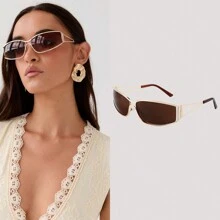 New Fashion Y2K Hollow Fashion Glasses For Women Retro Personalized Glasses Elegant Beach Accessories For Women Glasses Shades For Summer Beach Vacation,Outdoor,Travel Preppy Style For Back To School