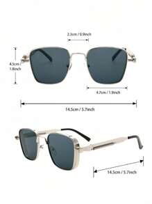Fashion Metal Spring Punk Style Oversized Frame Fashion Glasses, Suitable For Outdoor Travel